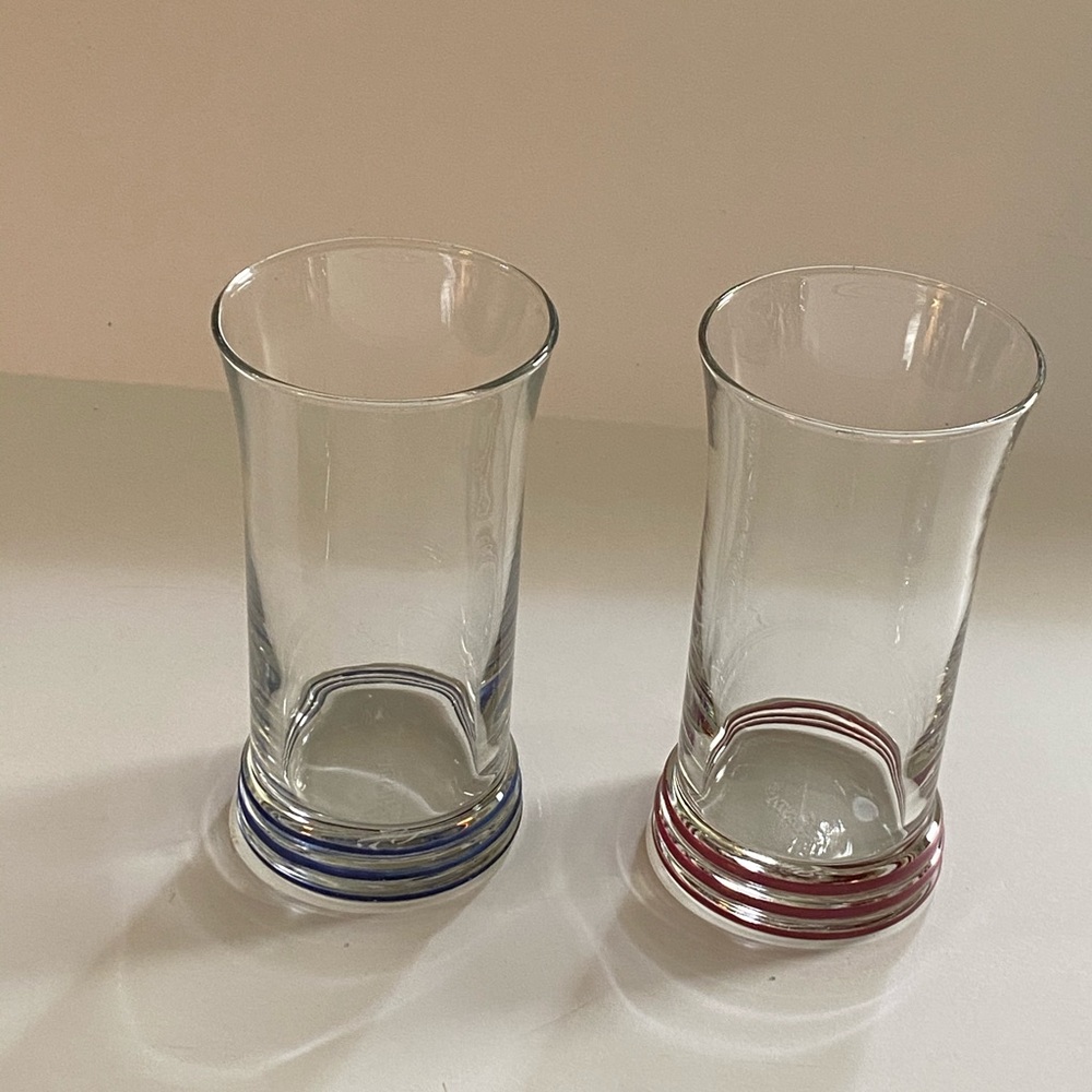Fiesta drinking glasses w/ colored ring at bottom